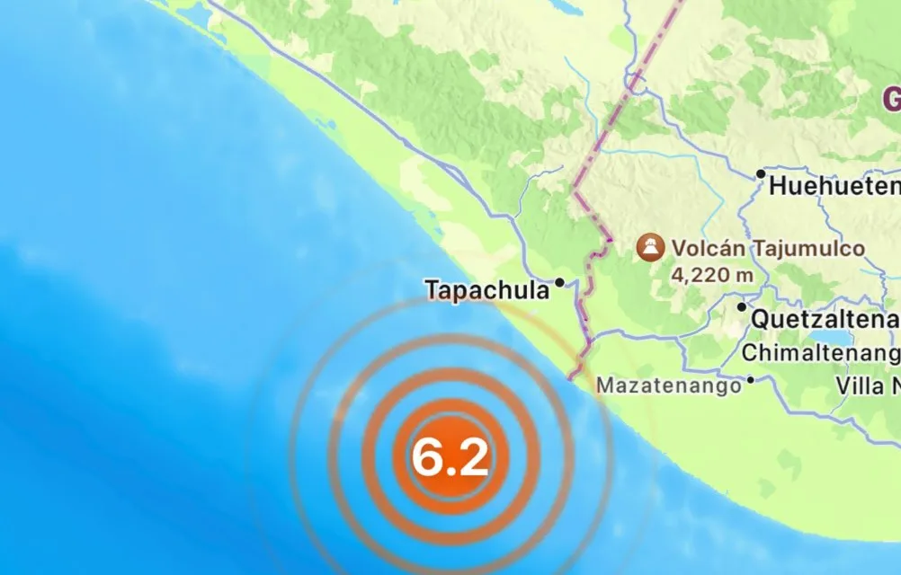 Un sismo de magnitud preliminar de 6.2 grados sacudió a Tapachula, Chiapas
