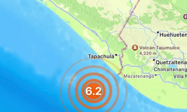 Un sismo de magnitud preliminar de 6.2 grados sacudió a Tapachula, Chiapas