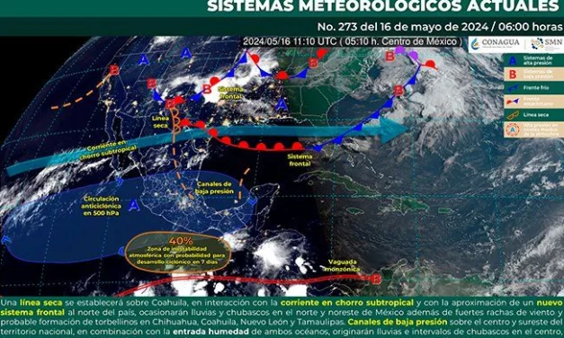 Para este jueves lluvias puntuales fuertes en Hidalgo, Puebla, Tlaxcala y Chiapas