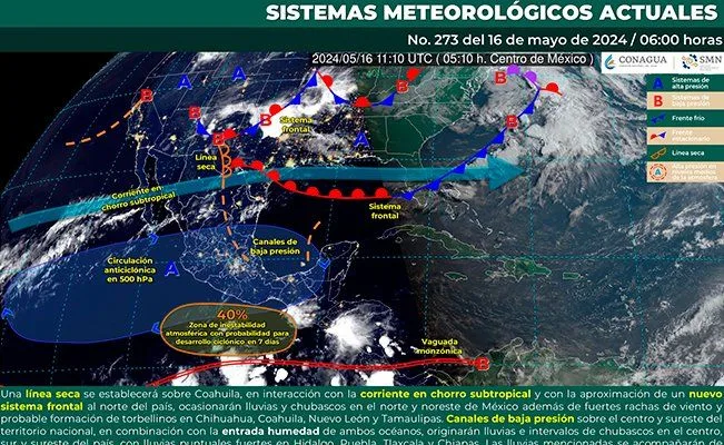 Para este jueves lluvias puntuales fuertes en Hidalgo, Puebla, Tlaxcala y Chiapas