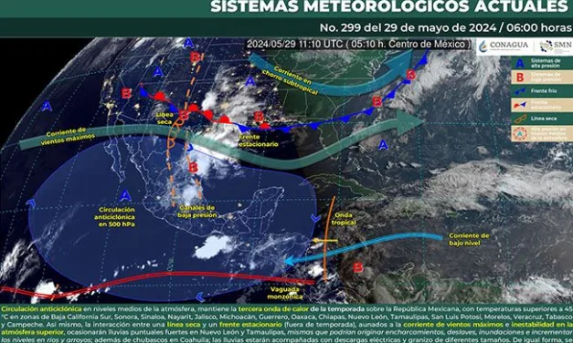 Dónde habrá lluvias puntuales fuertes este  miércoles 29 de mayo?