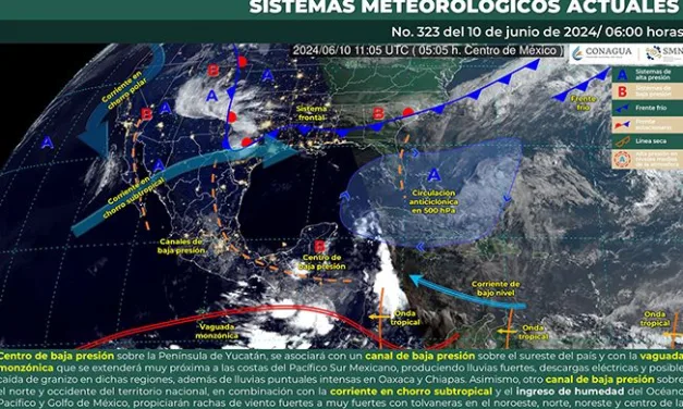 Pronostican lluvias fuertes para este lunes en México