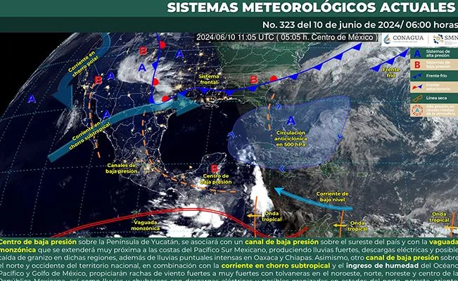Pronostican lluvias fuertes para este lunes en México