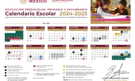 Este es el calendario escolar 2024-2025 para educación básica y Normal