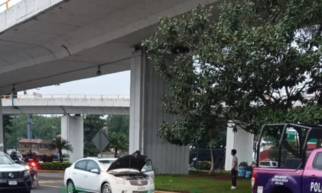 Se quería prender vehículo tipo Sentra a la altura del puente Bicentenario, Xalapa