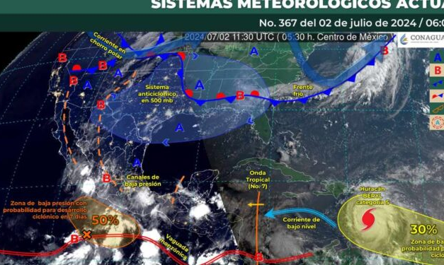 Onda tropical No. 7 producirá lluvias fuertes con posibles descargas eléctricas