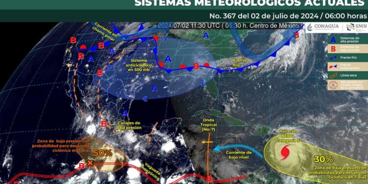 Onda tropical No. 7 producirá lluvias fuertes con posibles descargas eléctricas