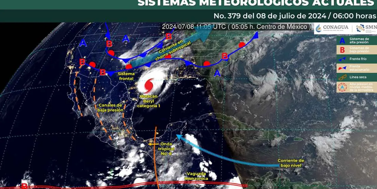 Onda tropical No. 8 producirá lluvias muy fuertes en México