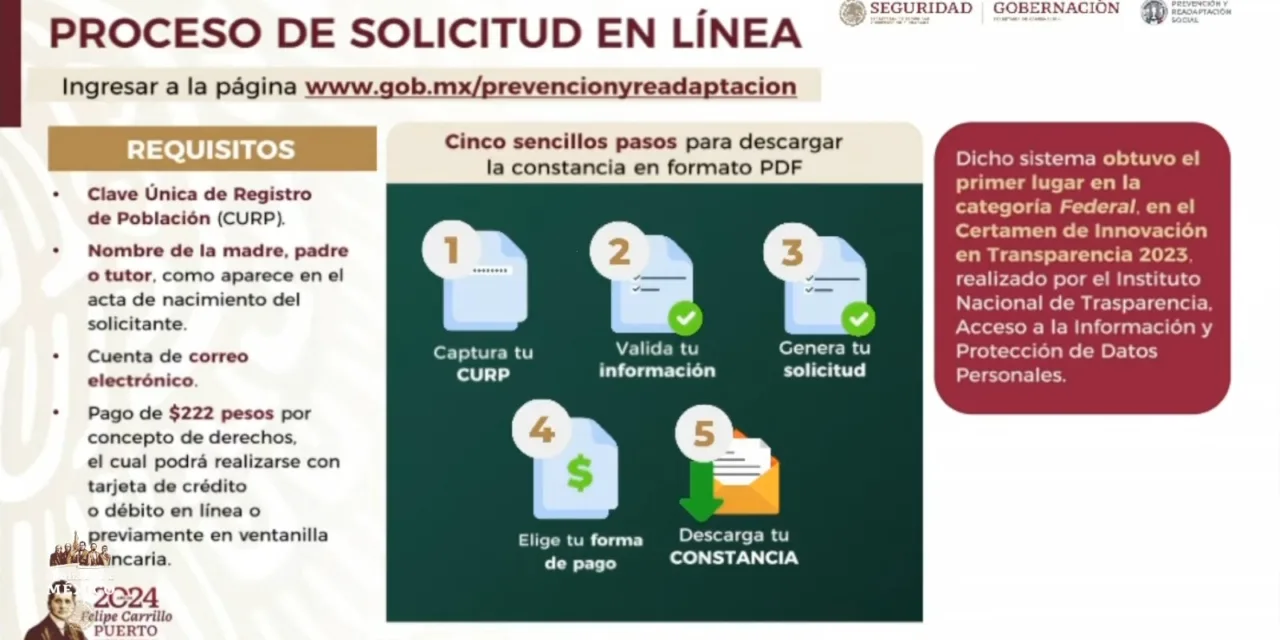 Emitidas más de 617 mil constancias de antecedentes penales en línea