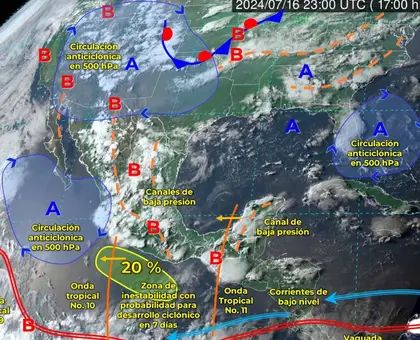 Onda tropical 10 se extiende al sur de Colima y Jalisco, onda tropical 11 recorrerá el sureste mexicano