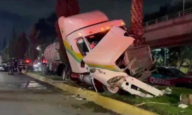 Tráiler cisterna que se estrelló contra una palmera en la CDMX