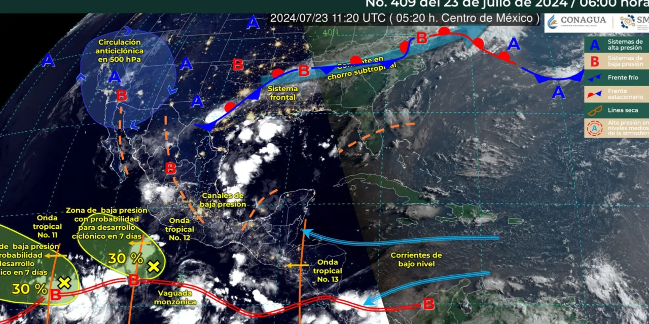 Se prevén lluvias intensas en Veracruz, Chihuahua, Coahuila, Durango, Estado de México, Guanajuato, Hidalgo, Michoacán, Oaxaca y Puebla 