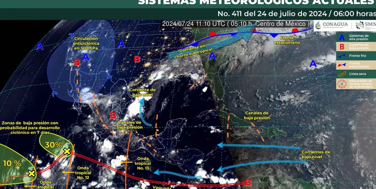 El territorio mexicano se prepara para lluvias intensas y vientos fuertes