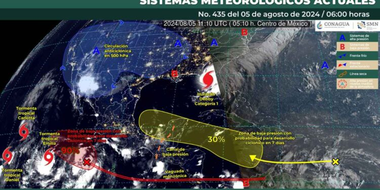 Fuertes lluvias acompañadas de posible caída de granizo se desatarán por el monzón en México