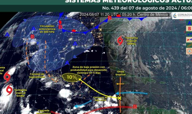 Tormentas Tropicales Fabio y Emilia ocasionarán chubascos en varias regiones del país