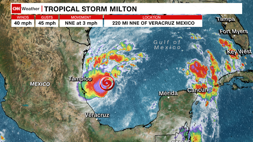 Se forma la tormenta tropical Milton en el Golfo de México. Se espera que se convierta en huracán en los próximos días