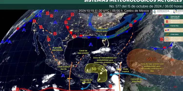 Onda tropical No. 26 continuará ocasionando lluvias intensas en estos estados