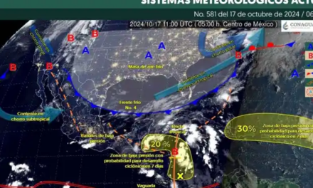 Para hoy, el frente frío No. 4 cruzará la península de Yucatán y el golfo de México