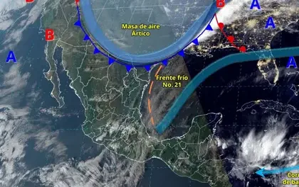 Frente 21 se desplazará sobre el litoral del golfo de México, en combinación con un canal de baja presión