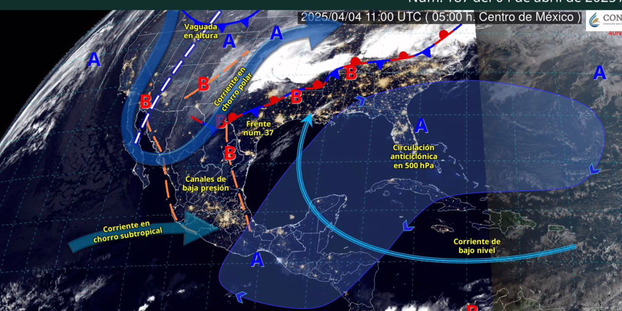 Durante este día, el frente núm. 37 se extenderá como estacionario sobre el norte del territorio nacional