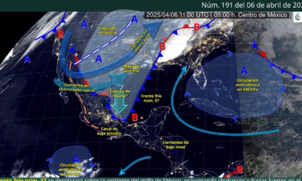 “NORTE” EN EL LITORAL DEL GOLFO DE MÉXICO, LLUVIAS MUY FUERTES EN VERACRUZ, TABASCO Y CHIAPAS, Y POSIBLE CAÍDA DE NIEVE EN SONORA, CHIHUAHUA, COAHUILA Y NUEVO LEÓN