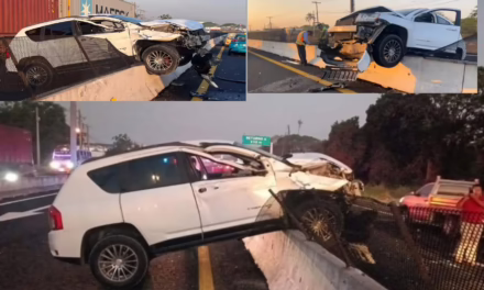 Así quedó una camioneta en la autopista Cardel – Veracruz está mañana