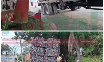 Tractocamión Atorado en Concreto Fresco Genera Caos Vial en Xalapa