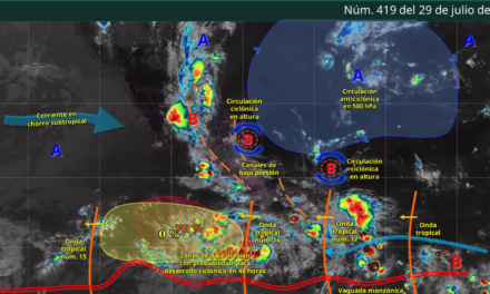 SE PREVÉN LLUVIAS PUNTUALES INTENSAS EN VERACRUZ, OAXACA Y CHIAPAS.