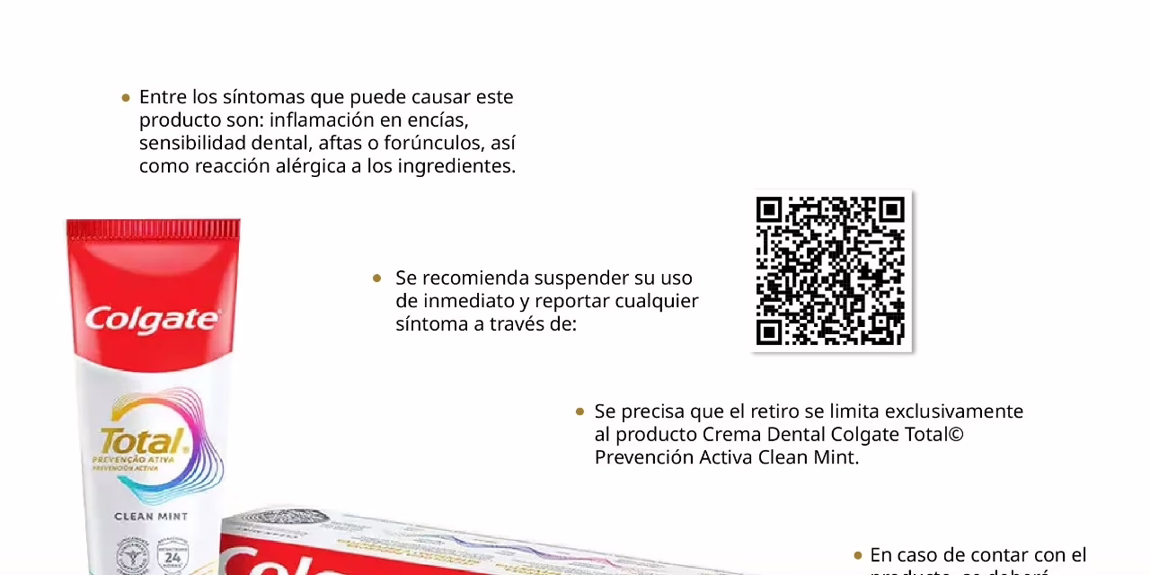 COFEPRIS ORDENA RETIRO DE PASTA DENTAL Y LLAMA A USUARIOS A REPORTAR SÍNTOMAS