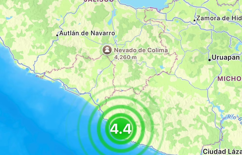 Sismo de 4.4 sacude Coalcomán, Michoacán, este jueves por la mañana