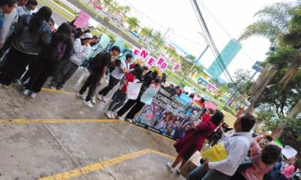 Integrantes de la FNERRR se manifiestan en la SEV