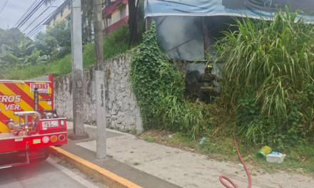 Controlan bomberos incendio de pastizal en Xalapa, detienen a presunto responsable