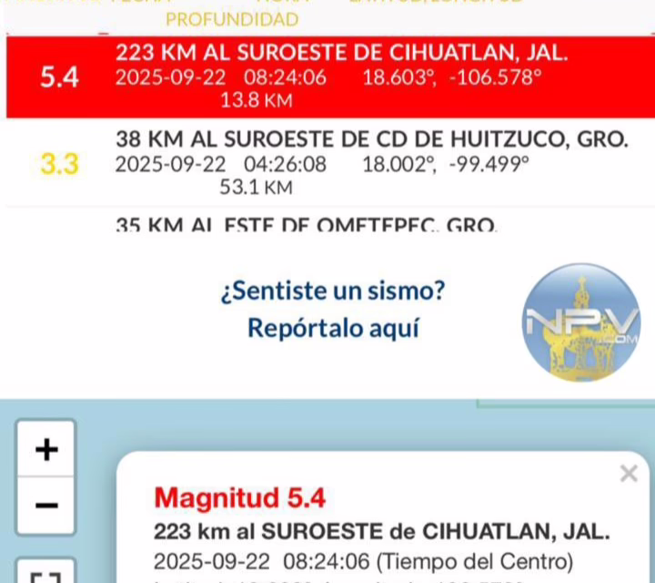 Sismo de magnitud 5.4 en Jalisco este lunes