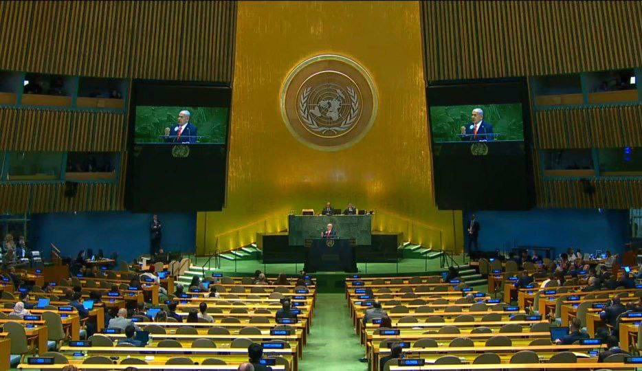 Delegaciones salen de la sala de la ONU, dejando a Netanyahu intervenir casi en solitario en la Asamblea