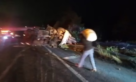 Vuelca trailer en la autopista Xalapa–Perote, transportaba azúcar