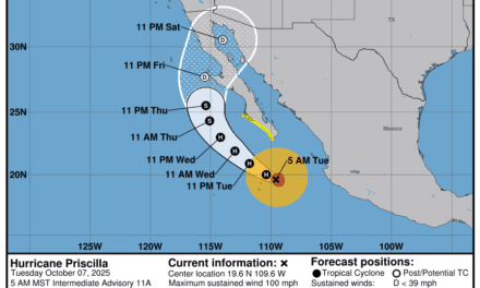 Huracán ‘Priscilla’ se intensifica a categoría 2 mientras avanza por el Pacífico