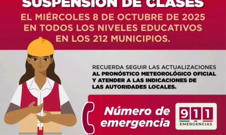 Gobierno del Estado suspende clases por temporal lluvioso
