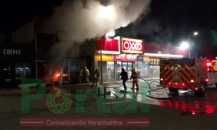Incendio consume taquería en la carretera Perote Puebla, a un lado de la Gasolinera Ferche 