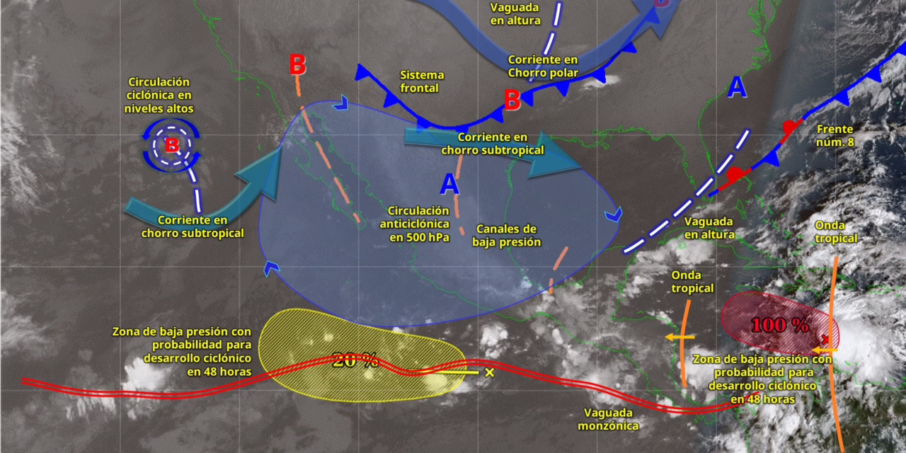 SE PRONOSTICAN LLUVIAS MUY FUERTES CON PUNTUALES INTENSAS EN ESTADOS DEL ORIENTE, SUR Y SURESTE DEL TERRITORIO NACIONAL