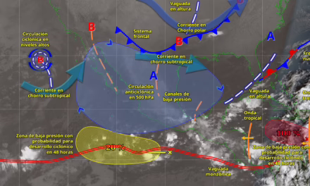 SE PRONOSTICAN LLUVIAS MUY FUERTES CON PUNTUALES INTENSAS EN ESTADOS DEL ORIENTE, SUR Y SURESTE DEL TERRITORIO NACIONAL