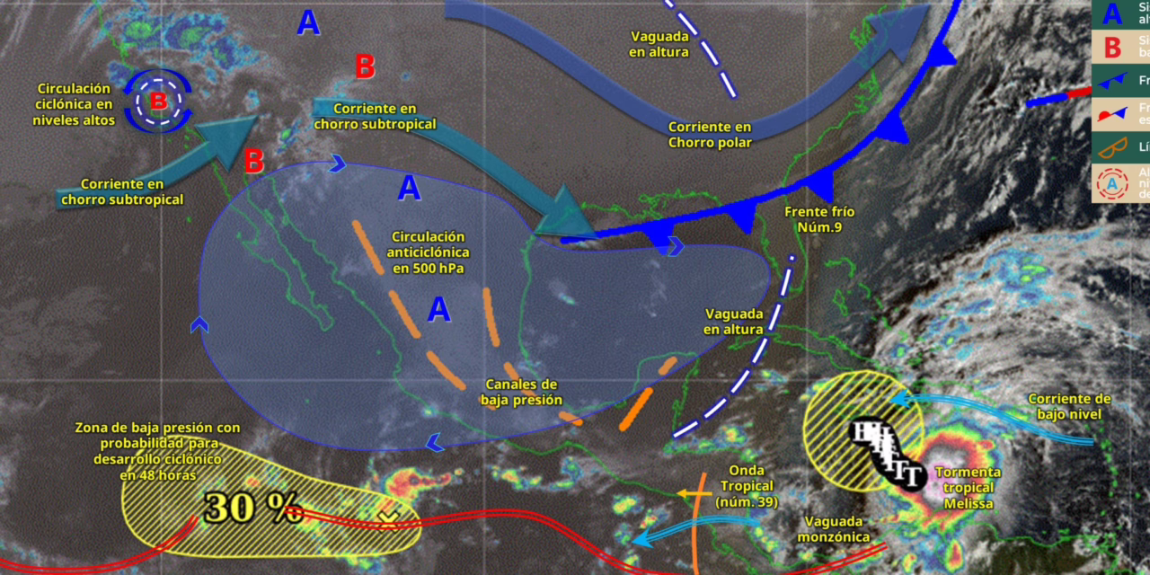 SE PREVÉN LLUVIAS MUY FUERTES EN ZONAS DE VERACRUZ, TABASCO, OAXACA Y CHIAPA
