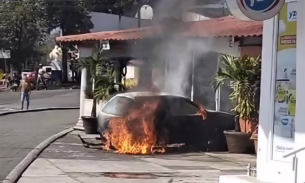 ¡PÉRDIDA TOTAL! se incendia vehículo frente a la glorieta “María Enriqueta” en Coatepec