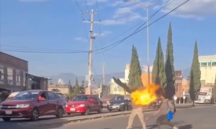 Video:Pelea de artistas callejeros, traga fuegos lanzó llamas a un limpia parabrisas