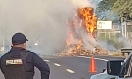 Incendio de tractocamión obstruye Vlvialidad en la Xalapa-Veracruz