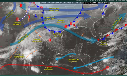 Este día, el frente frío núm. 17 se desplazará sobre el norte y noreste del territorio nacional