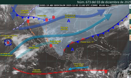 Hoy, el frente núm. 17 se extenderá con características de estacionario sobre el noreste de México, ocasionará chubascos en Veracruz