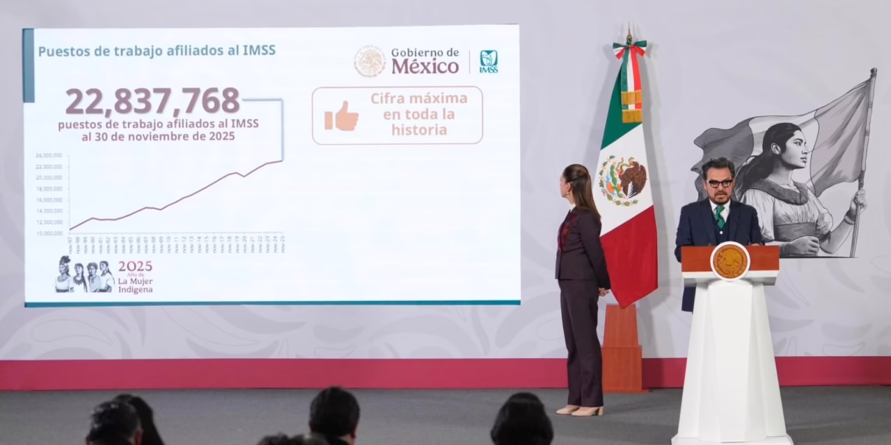 Récord histórico de empleo en México: 22.8 millones de puestos afiliados al IMSS