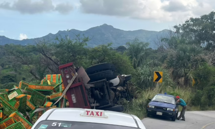 VOLCADURA DE UNIDAD DE CARGA EN LA PALMA SOLA – PLAN DE LAS HAYAS; SOSPECHAN DE FALLA EN FRENOS