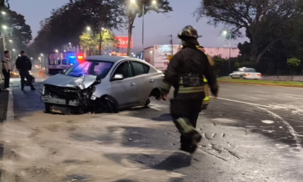 Accidente en la Xalapa-Veracruz, auto derriba luminaria a la altura de Las Animas
