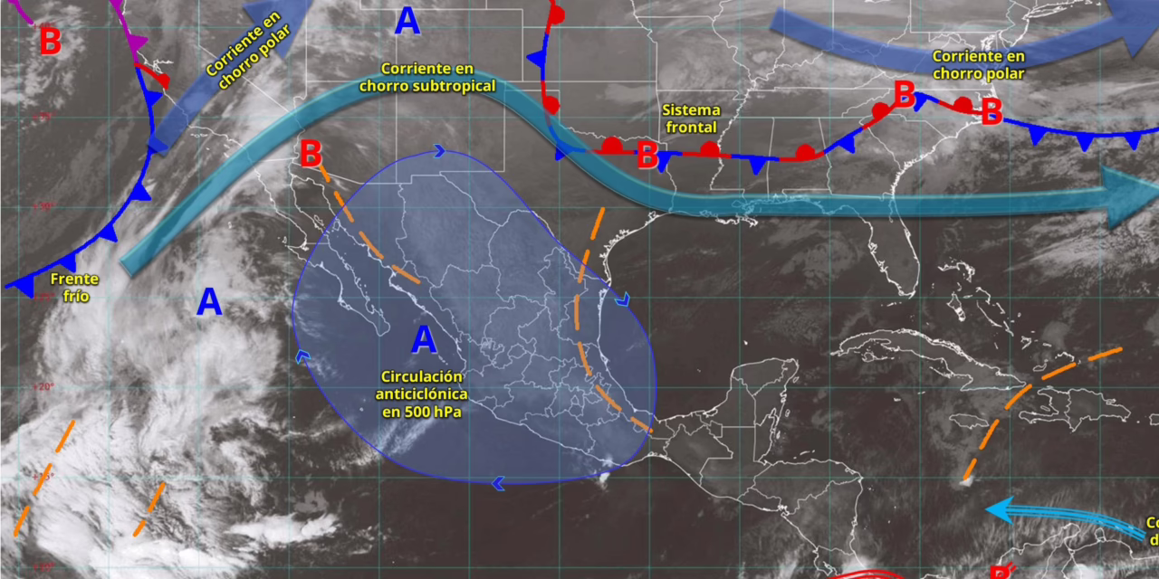 En el transcurso de este día, el ingreso de humedad del océano Pacífico ocasionará lluvias y chubascos en zonas del occidente, sur y sureste mexicano